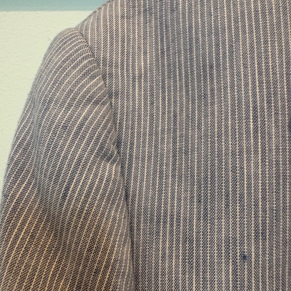 Linen Blend Blazer 44R Blue Striped Slim Fit Casual Jacket Express Lightweight - Picture 8 of 15